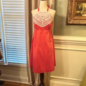 GUC Lilly Pulitzer Brighton Crochet & Summer Coral Halter Dress Size 4